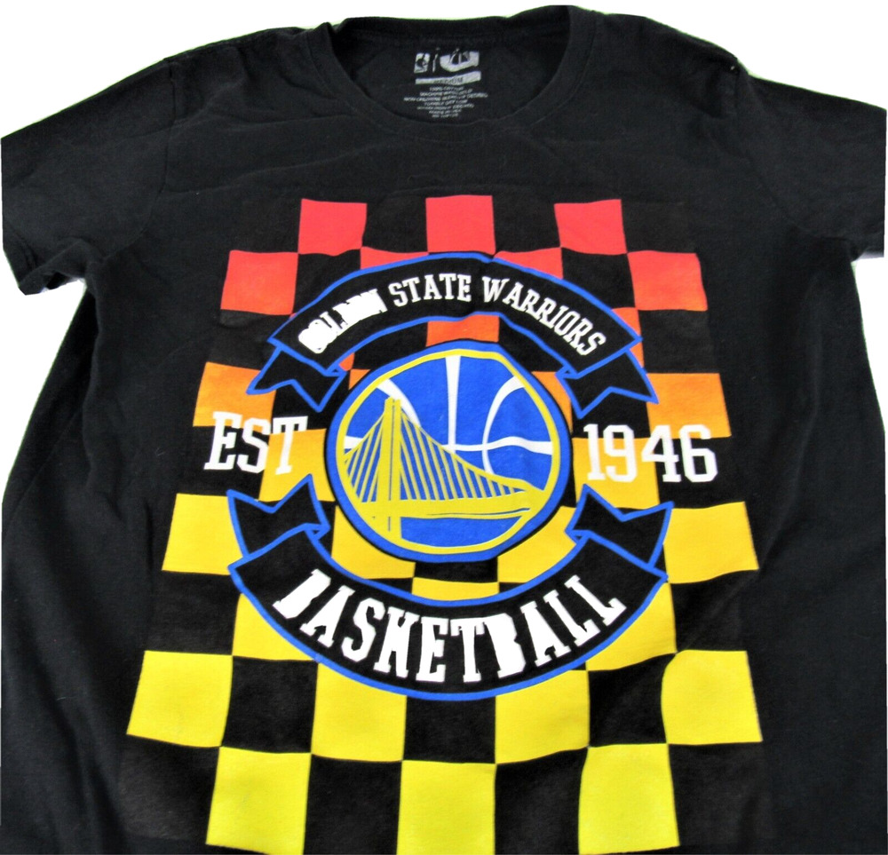 Golden State Warriors T-Shirt Kids Size Medium Black Basketball NBA Logo Brand